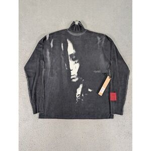 Ksubi Sweater Mens Small Black Gray‎ Tripe Knit Pullover Royalty Heroism Graphic